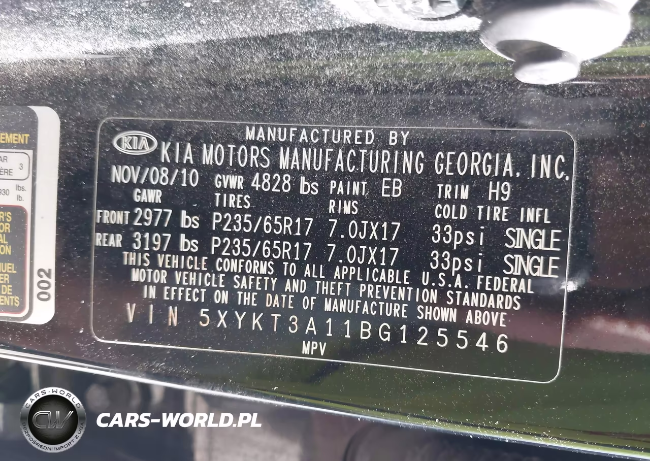 2011 Kia Sorento Lx VIN:5XYKT3A11BG125546 - 9