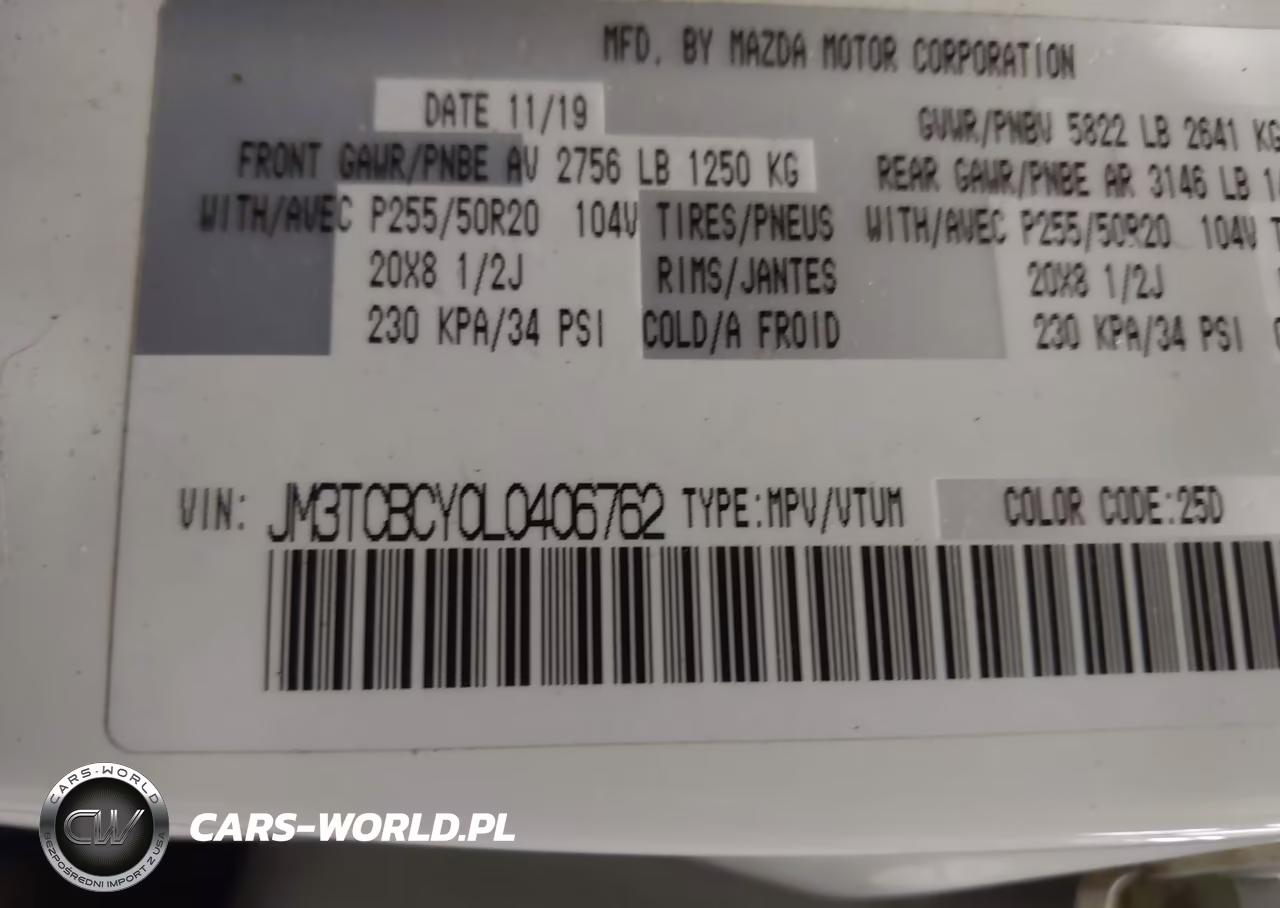 2020 Mazda Cx-9 Touring VIN:JM3TCBCY0L0406762 - 9