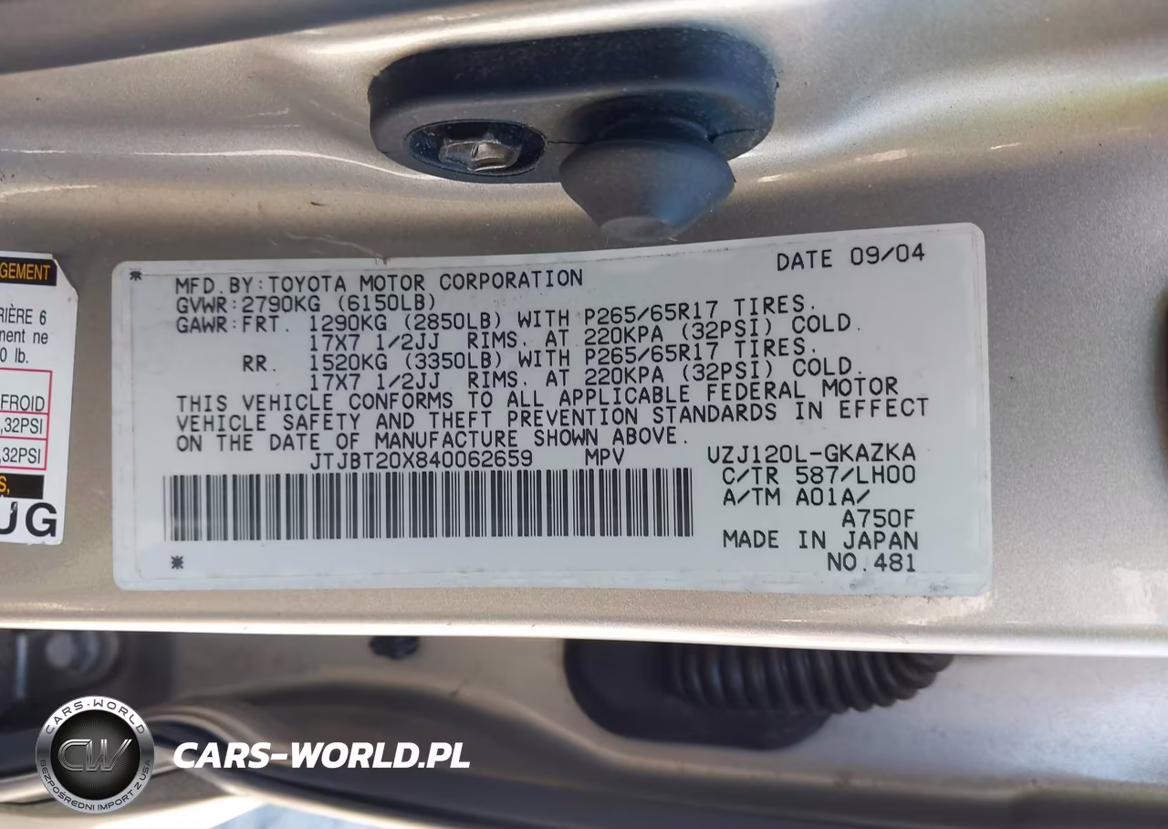 2004 Lexus Gx 470 VIN:JTJBT20X840062659 - 9