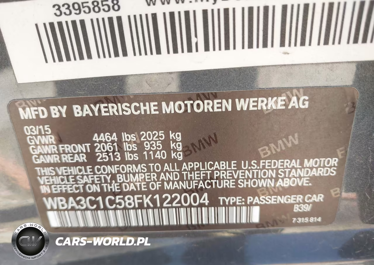 2015 BMW 328I VIN:WBA3C1C58FK122004 - 9