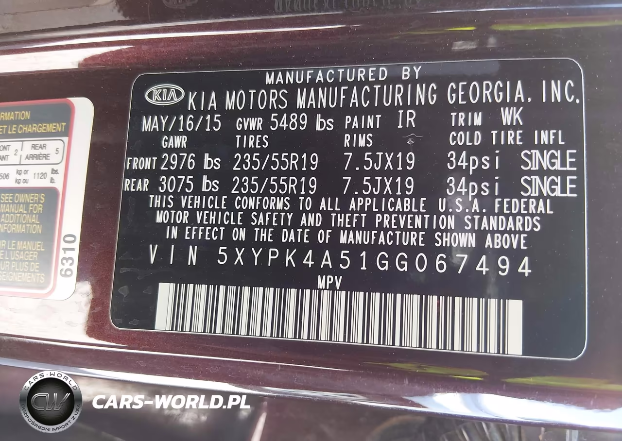 2016 Kia Sorento 3.3L Sx VIN:5XYPK4A51GG067494 - 9