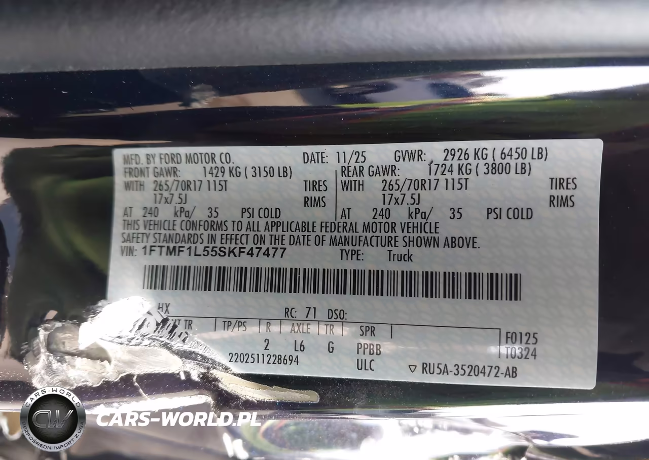 2025 Ford F-150 Xl VIN:1FTMF1L55SKF47477 - 9