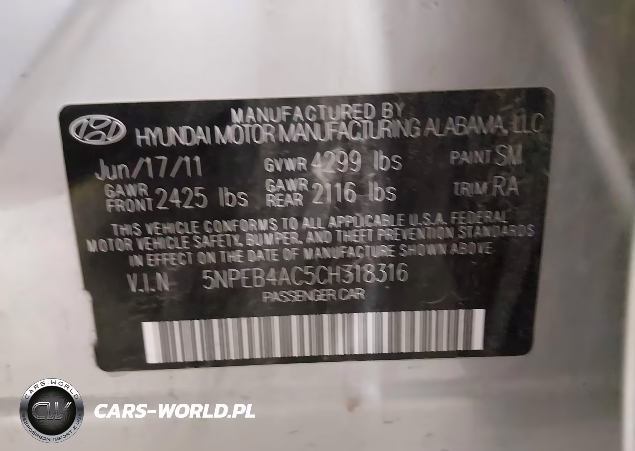2012 Hyundai Sonata Gls VIN:5NPEB4AC5CH318316 - 9