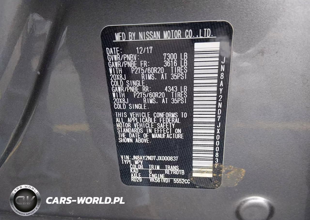 2018 Nissan Armada Sl VIN:JN8AY2ND7JX000837 - 9