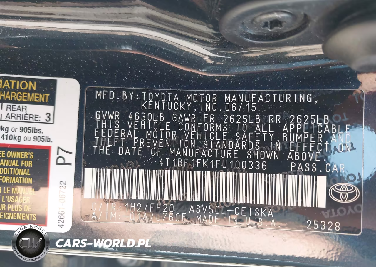2015 Toyota Camry Se VIN:4T1BF1FK1FU100336 - 9