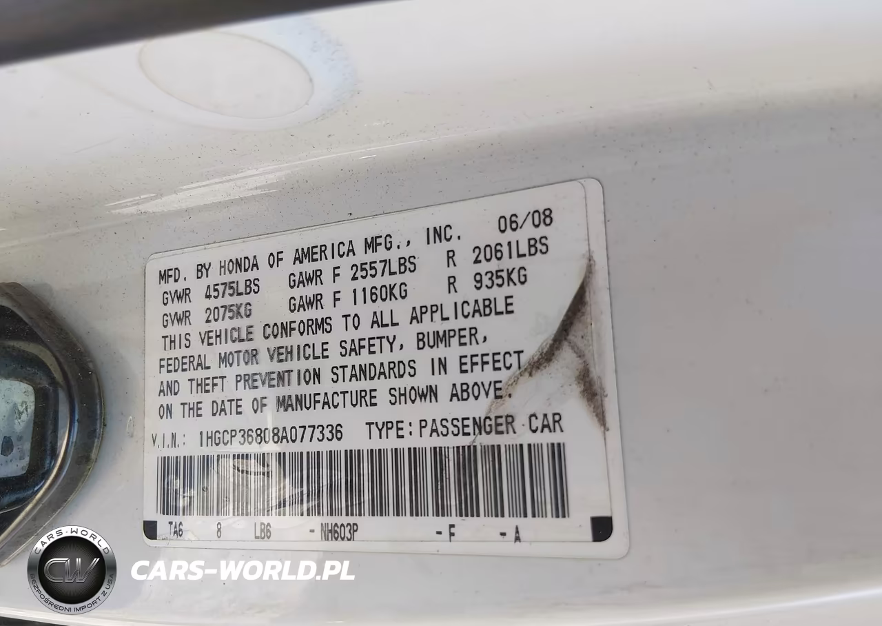 2008 Honda Accord 3.5 Ex-L VIN:1HGCP36808A077336 - 9