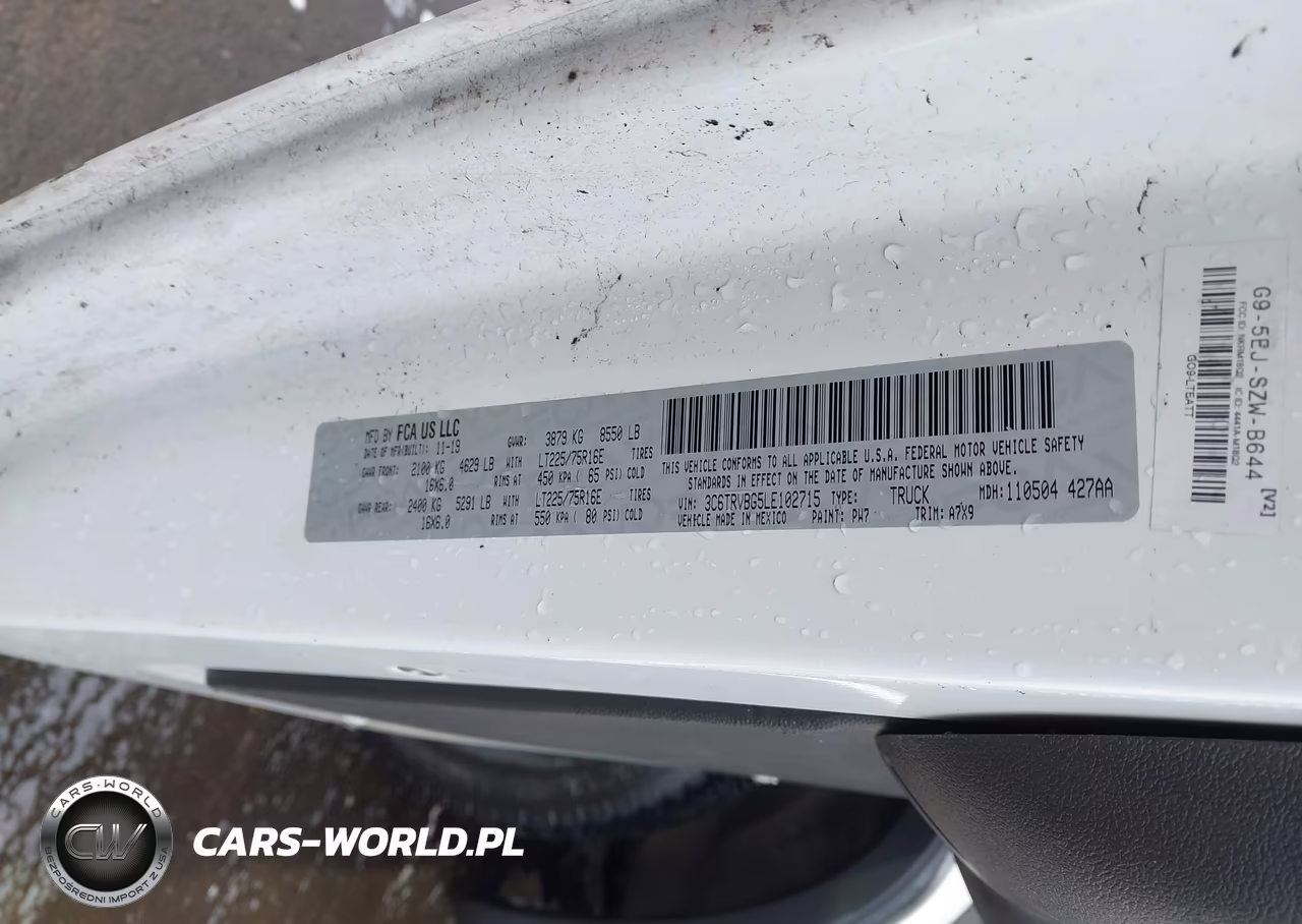 2020 Ram Promaster 1500 High Roof 136 Wb VIN:3C6TRVBG5LE102715 - 9