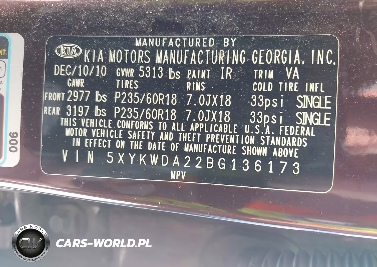 2011 Kia Sorento Sx V6 VIN:5XYKWDA22BG136173 - 9