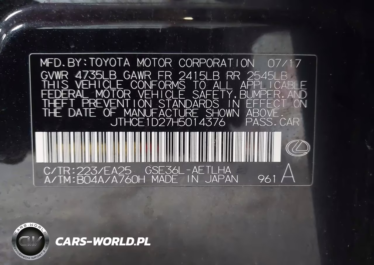 2017 Lexus Is 350 VIN:JTHCE1D27H5014376 - 9