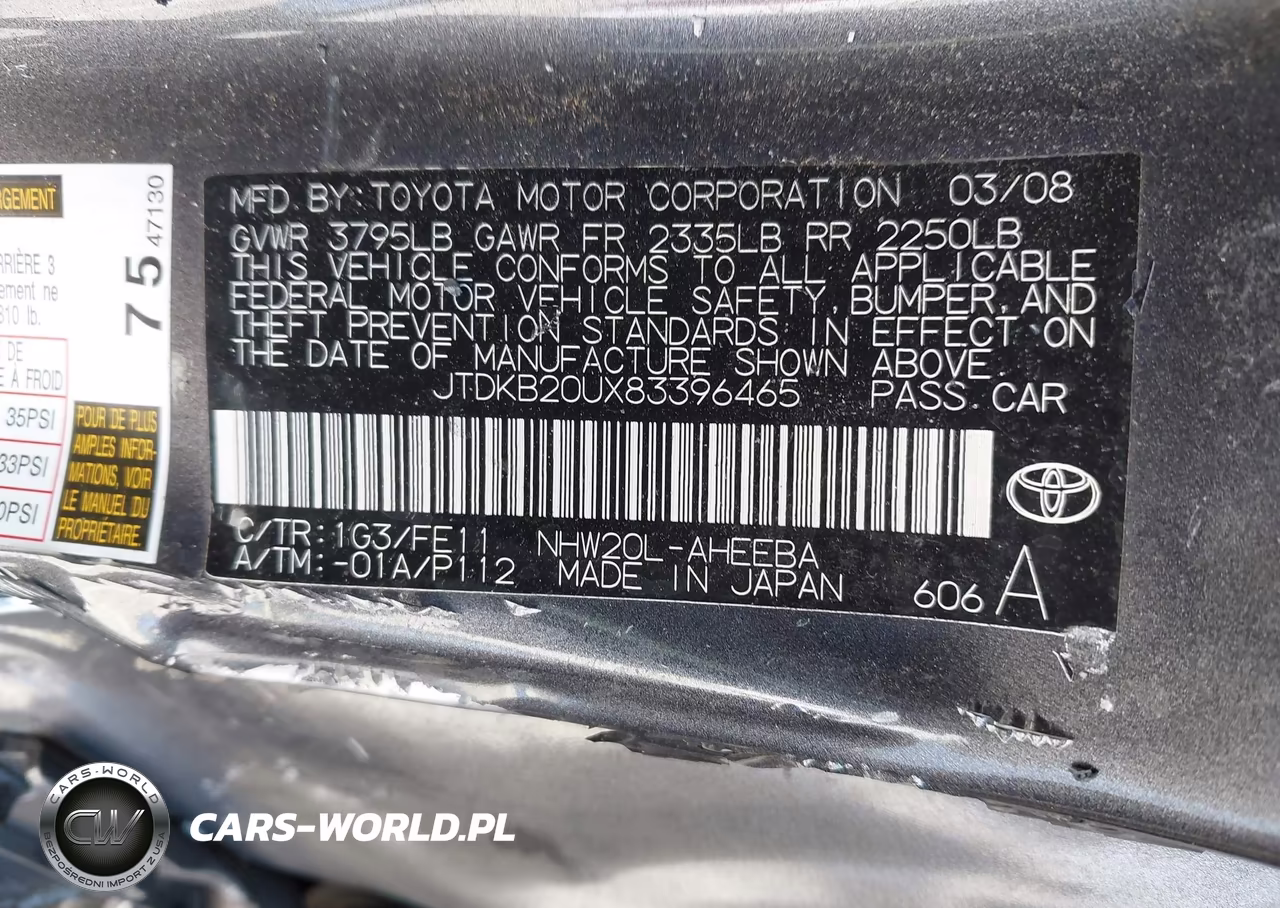 2008 Toyota Prius VIN:JTDKB20UX83396465 - 9