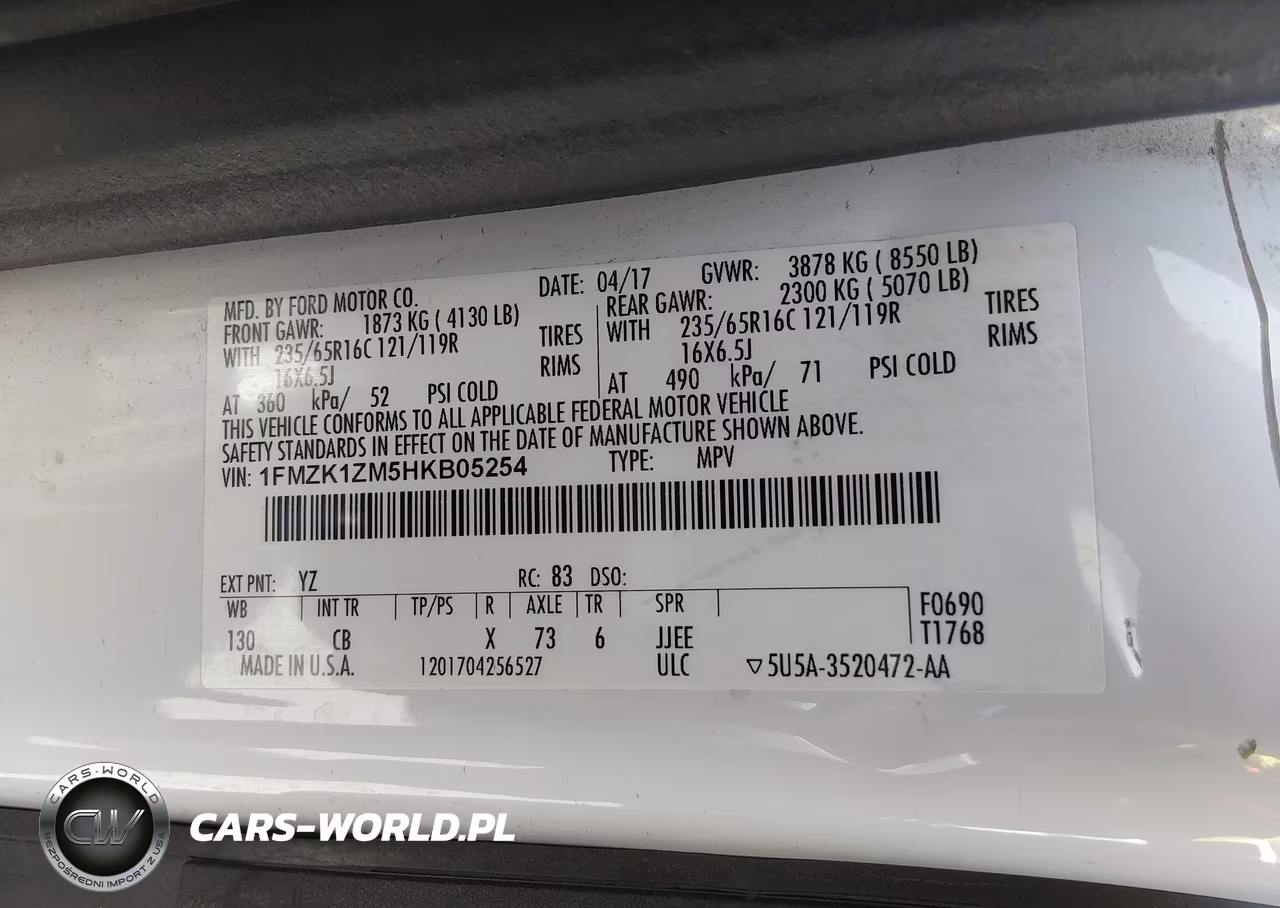 2017 Ford Transit-150 Xl-Xlt VIN:1FMZK1ZM5HKB05254 - 9