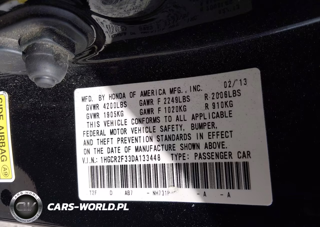 2013 Honda Accord Lx VIN:1HGCR2F33DA133448 - 9