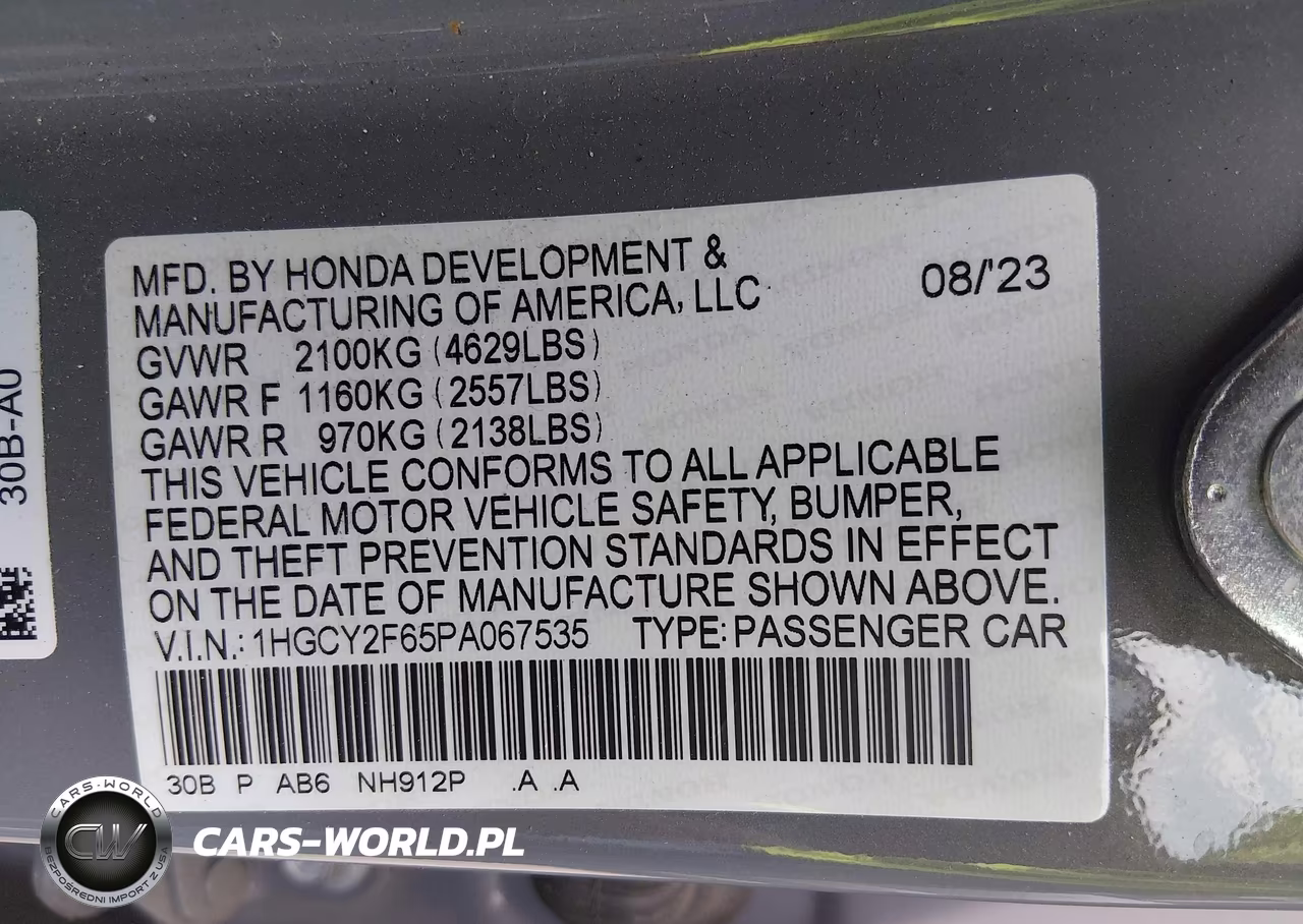 2023 Honda Accord Hybrid Ex-L VIN:1HGCY2F65PA067535 - 9
