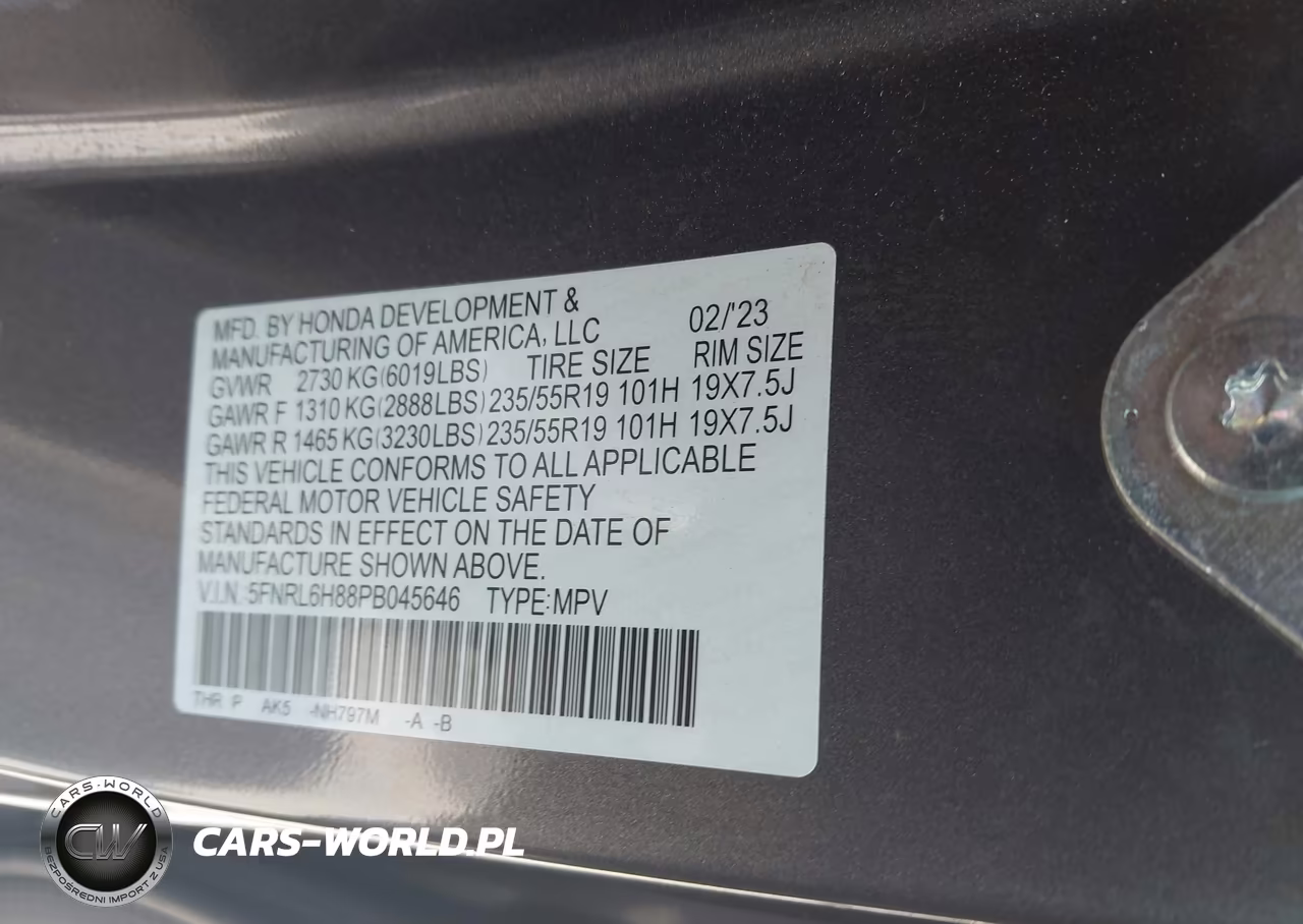 2023 Honda Odyssey Touring VIN:5FNRL6H88PB045646 - 9