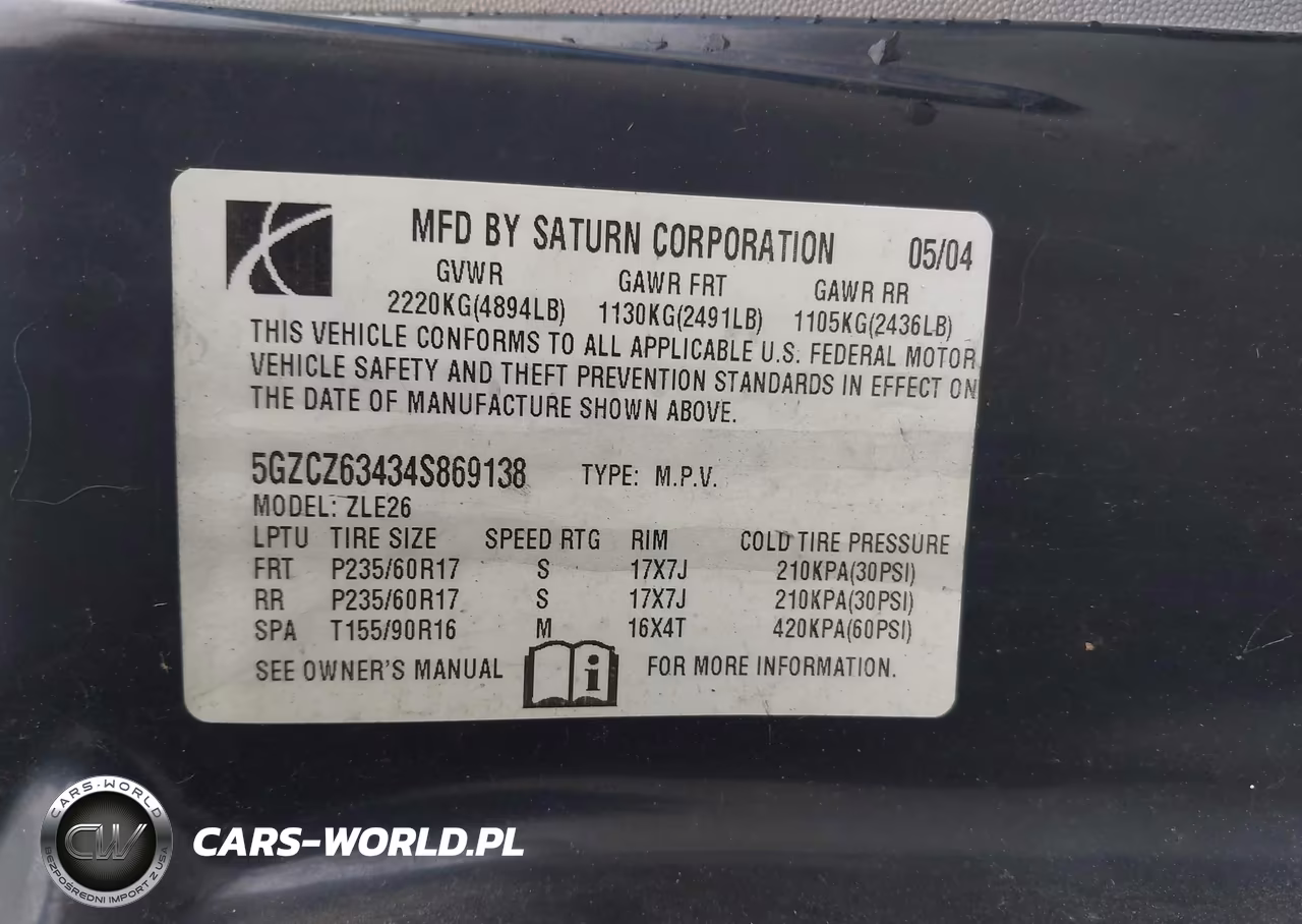 2004 Saturn Vue V6 VIN:5GZCZ63434S869138 - 9