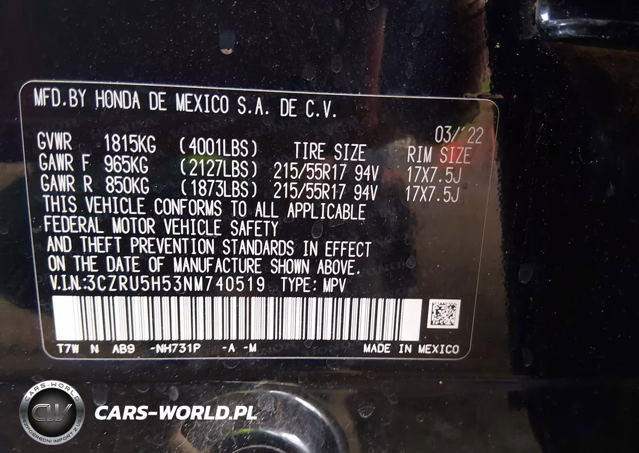 2022 Honda Hr-V 2Wd Ex VIN:3CZRU5H53NM740519 - 9