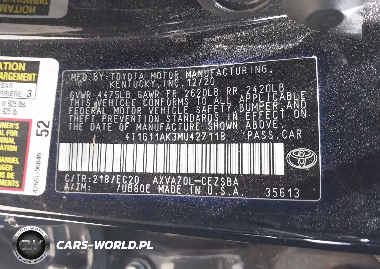 2021 Toyota Camry Se Nightshade Edition VIN:4T1G11AK3MU427118 - 9