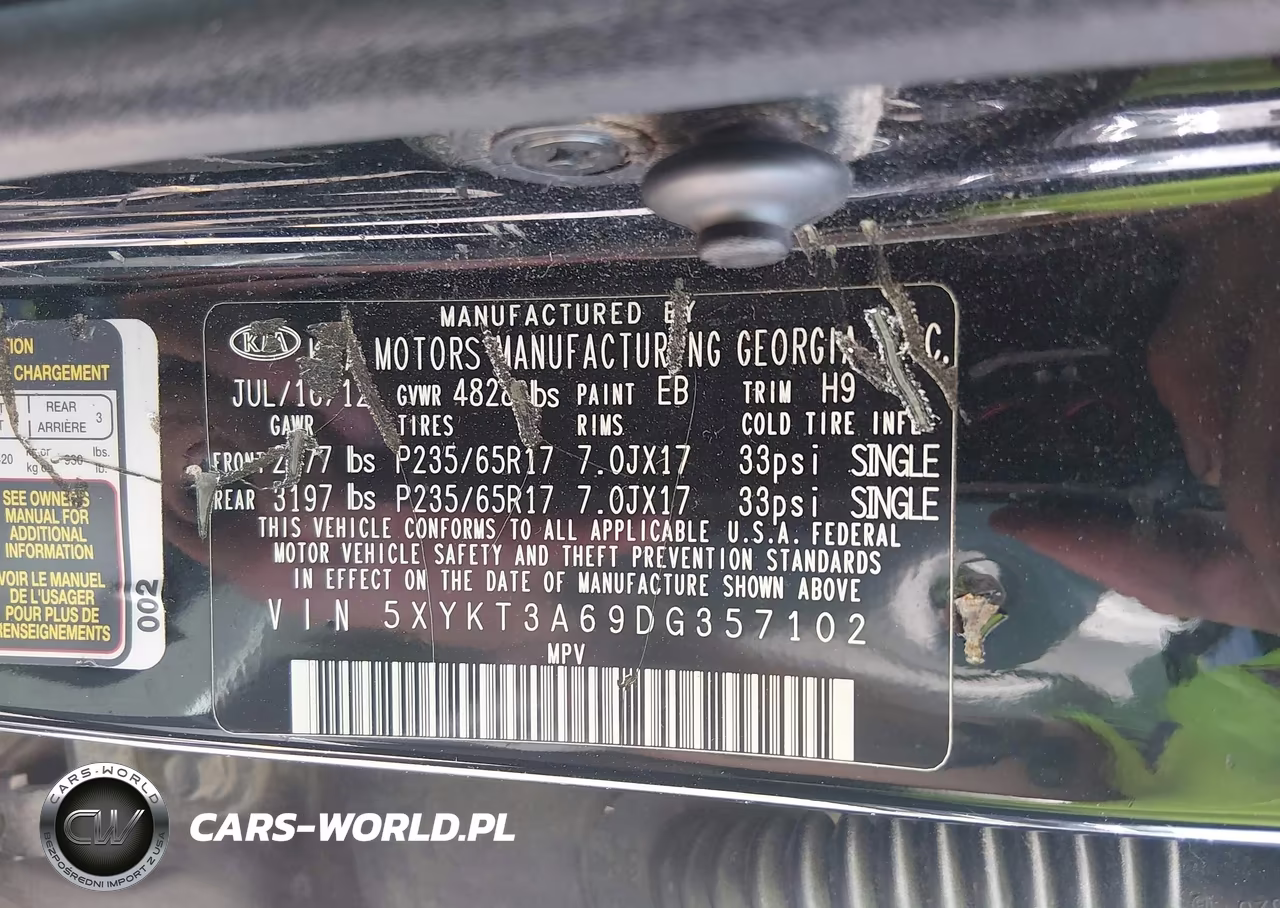 2013 Kia Sorento Lx VIN:5XYKT3A69DG357102 - 9