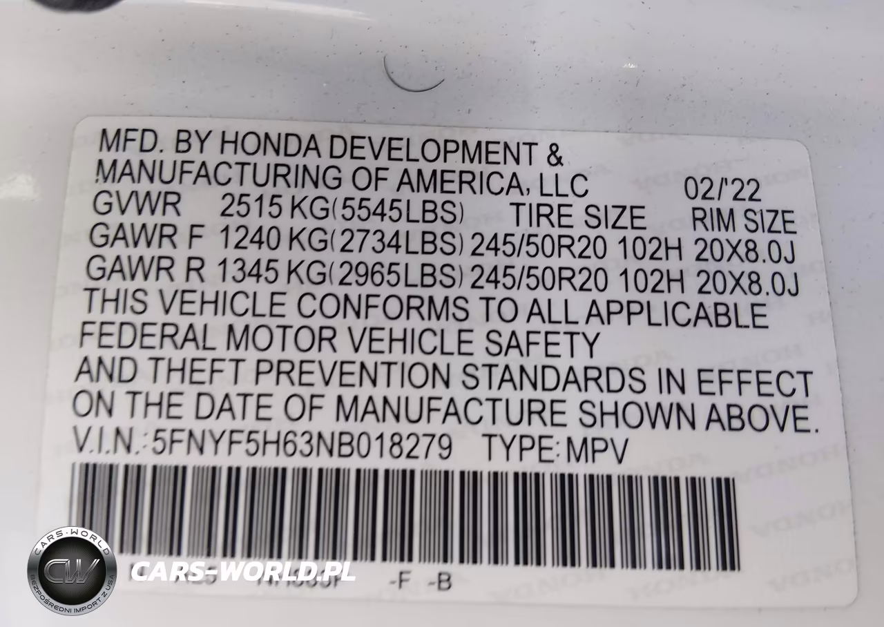 2022 Honda Pilot 2Wd Touring 7 Passenger VIN:5FNYF5H63NB018279 - 9