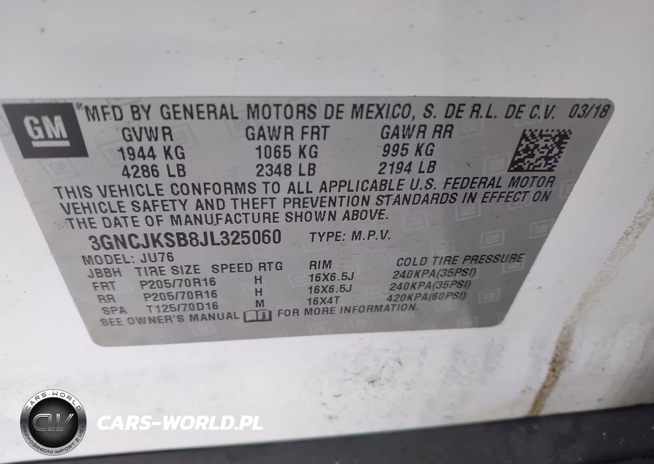 2018 Chevrolet Trax Ls VIN:3GNCJKSB8JL325060 - 9
