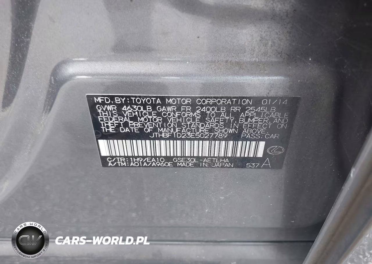 2014 Lexus Is 250 VIN:JTHBF1D23E5027789 - 9