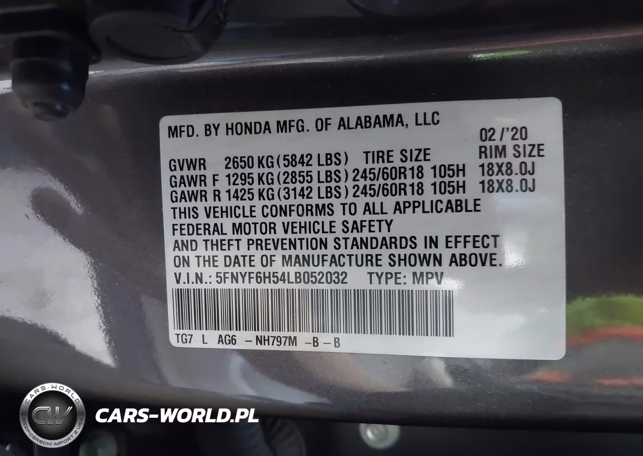 2020 Honda Pilot Awd Ex-L VIN:5FNYF6H54LB052032 - 9