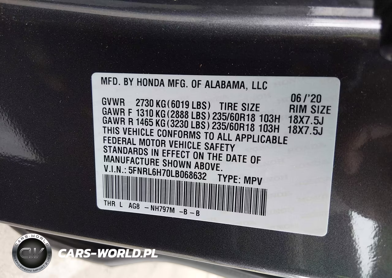 2020 Honda Odyssey Ex-L-Ex-L W-Navi Res VIN:5FNRL6H70LB068632 - 9