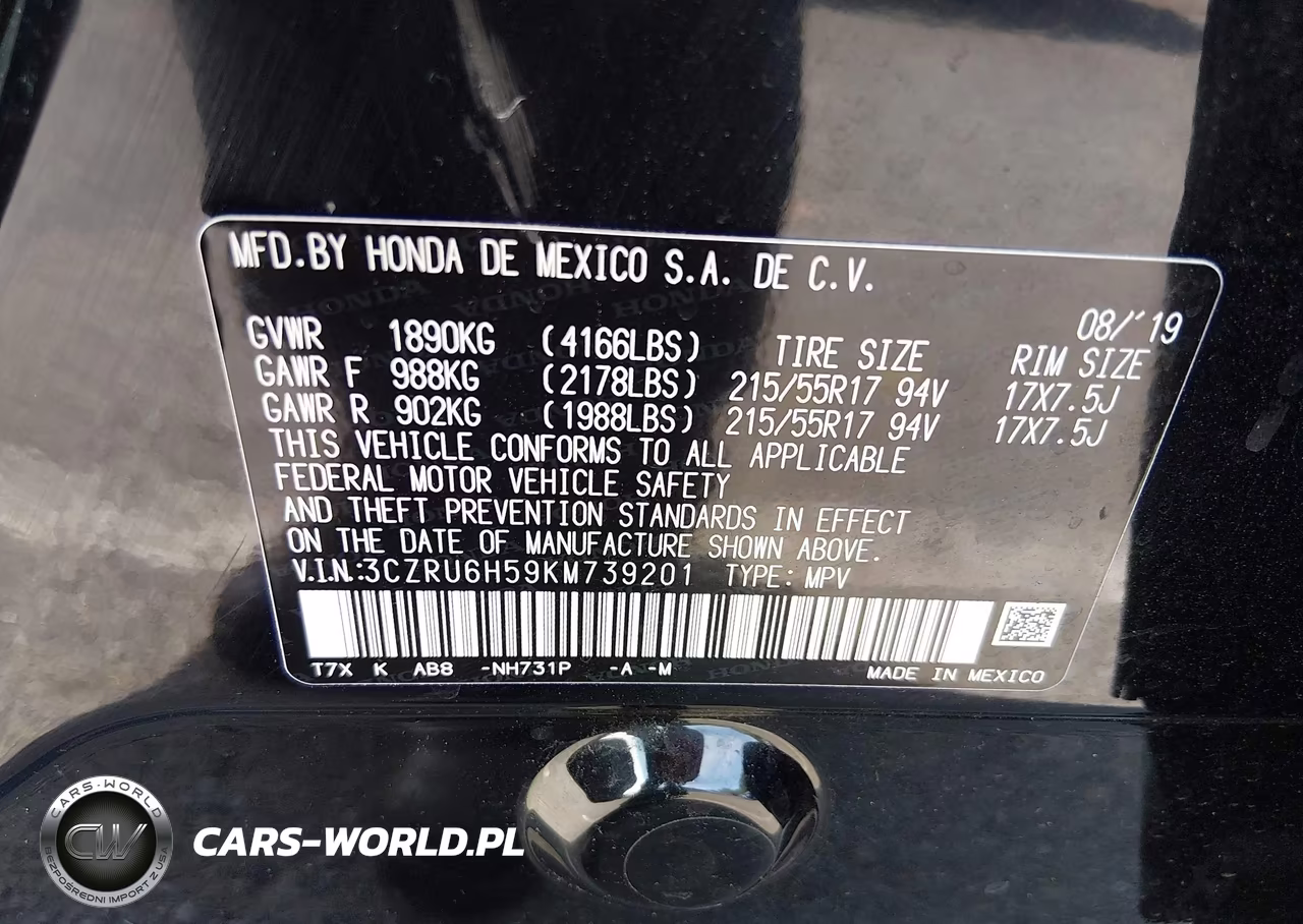 2019 Honda Hr-V Ex VIN:3CZRU6H59KM739201 - 9