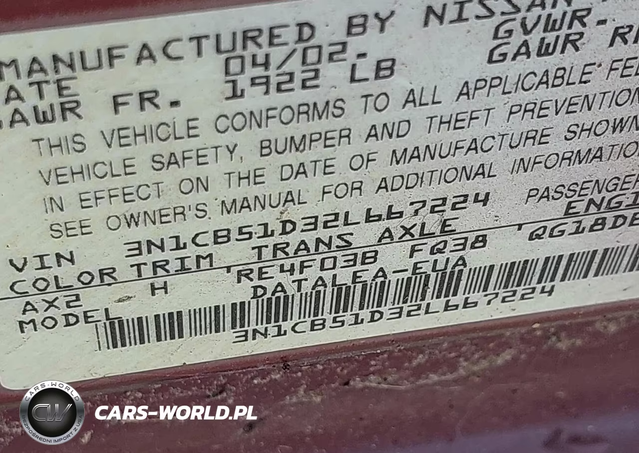 2002 Nissan Sentra VIN:3N1CB51D32L667224 - 9