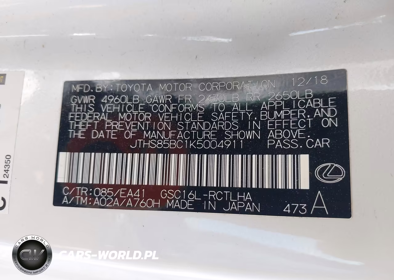 2019 Lexus Rc 300 VIN:JTHS85BC1K5004911 - 9