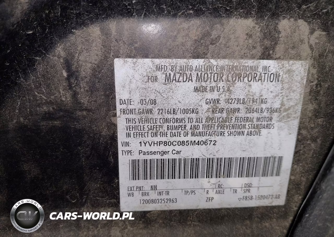 2008 Mazda Mazda6 I Touring VIN:1YVHP80C085M40672 - 9