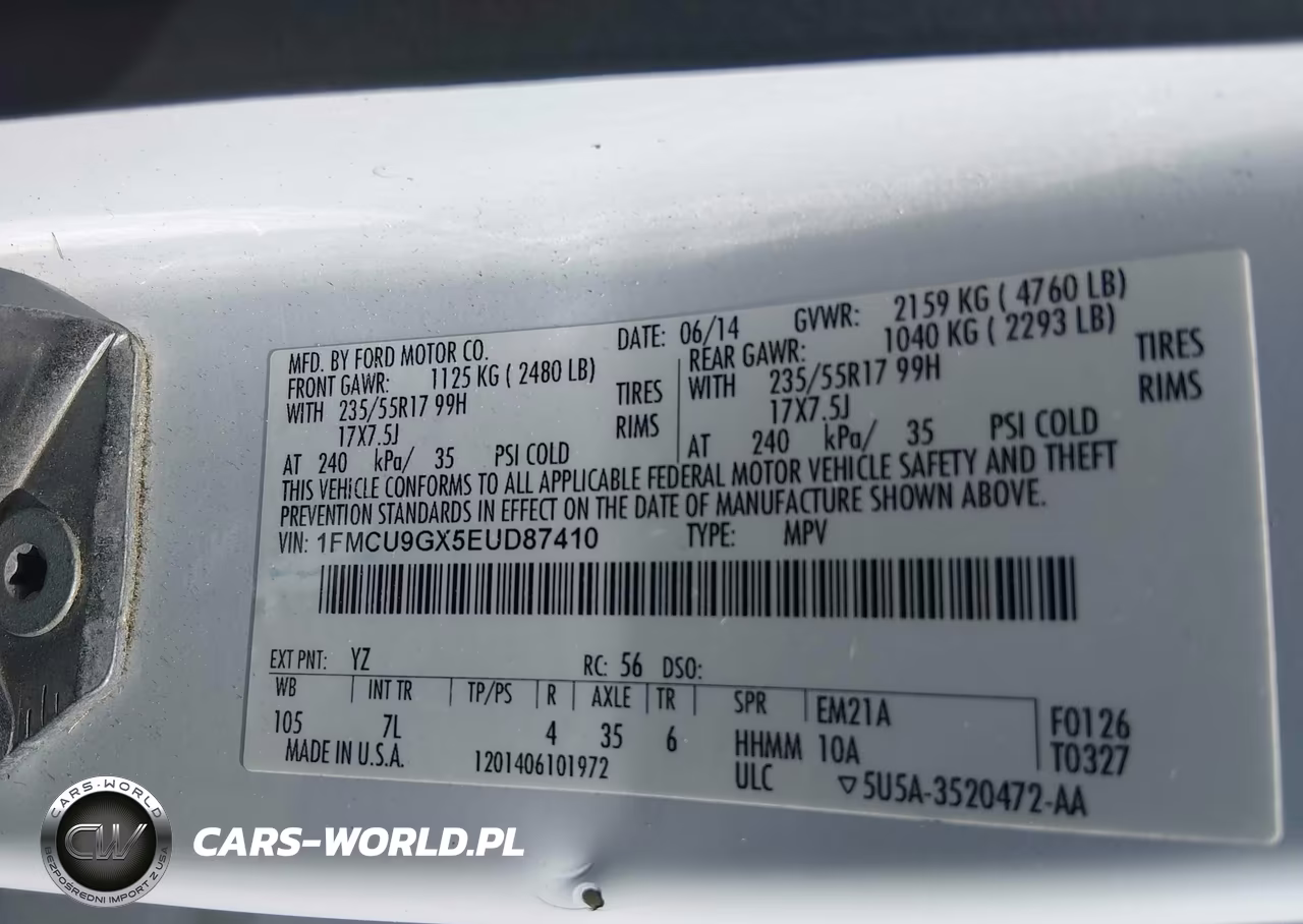 2014 Ford Escape Se VIN:1FMCU9GX5EUD87410 - 9
