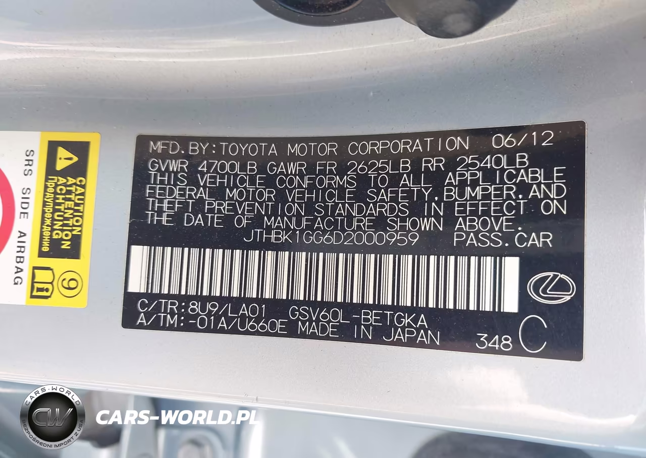 2013 Lexus Es 350 VIN:JTHBK1GG6D2000959 - 9