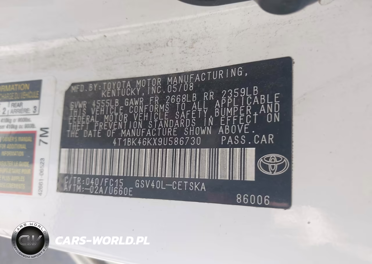 2009 Toyota Camry Se V6 VIN:4T1BK46KX9U586730 - 9