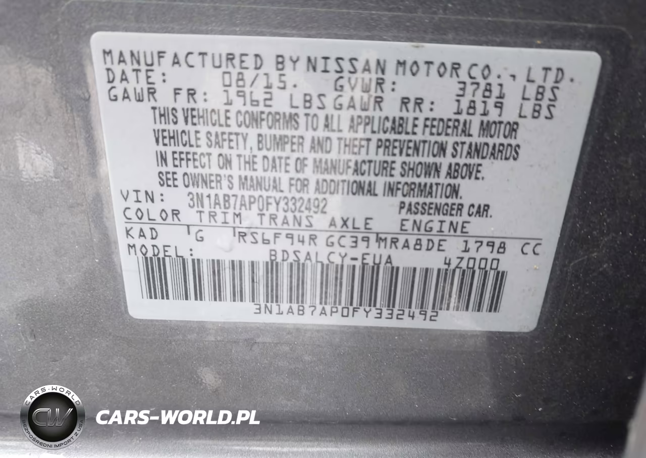 2015 Nissan Sentra S VIN:3N1AB7AP0FY332492 - 9