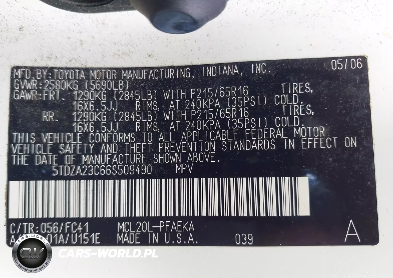 2006 Toyota Sienna Le VIN:5TDZA23C66S509490 - 9