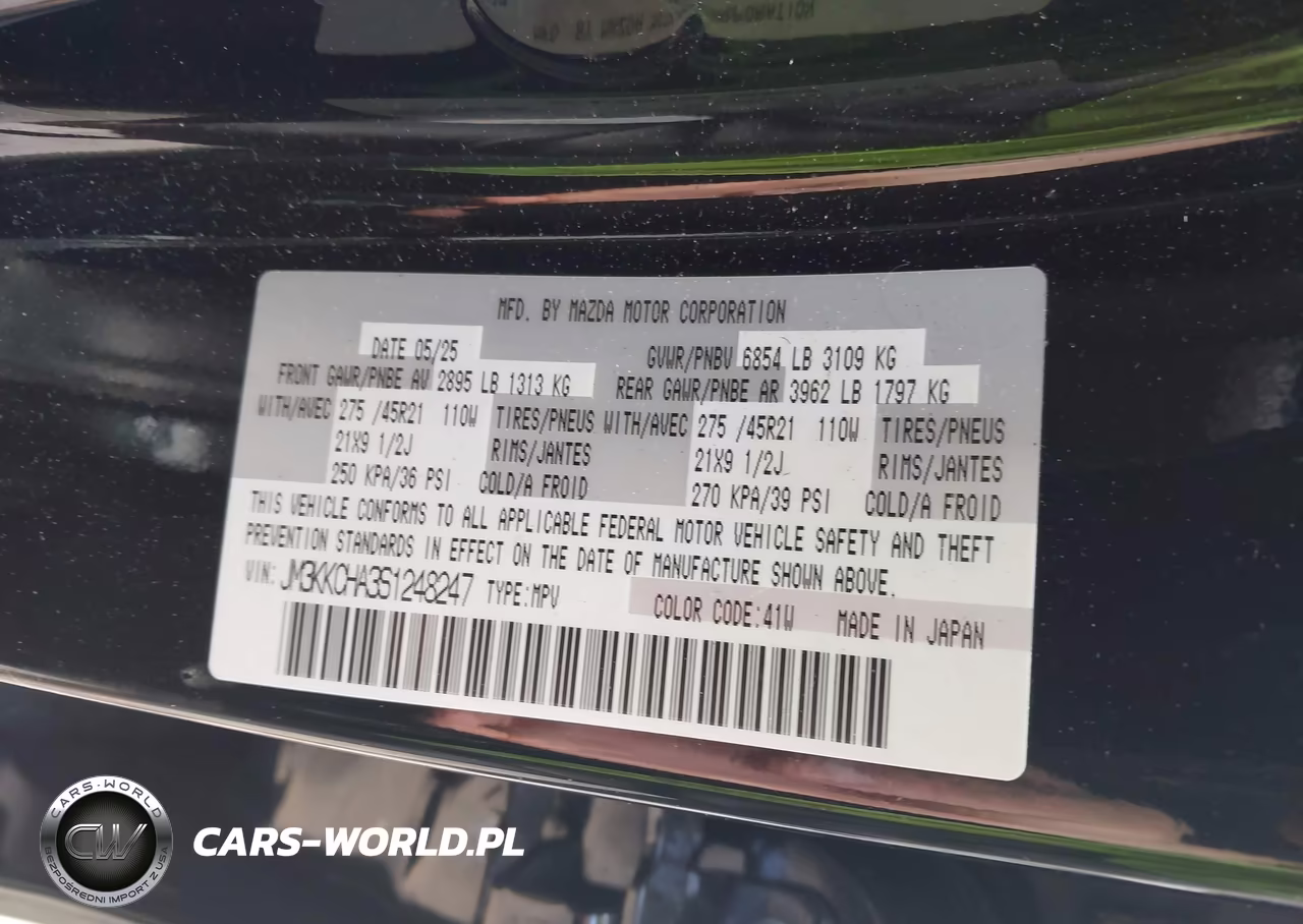 2025 Mazda Cx-90 Phev Premium Sport VIN:JM3KKCHA3S1248247 - 9