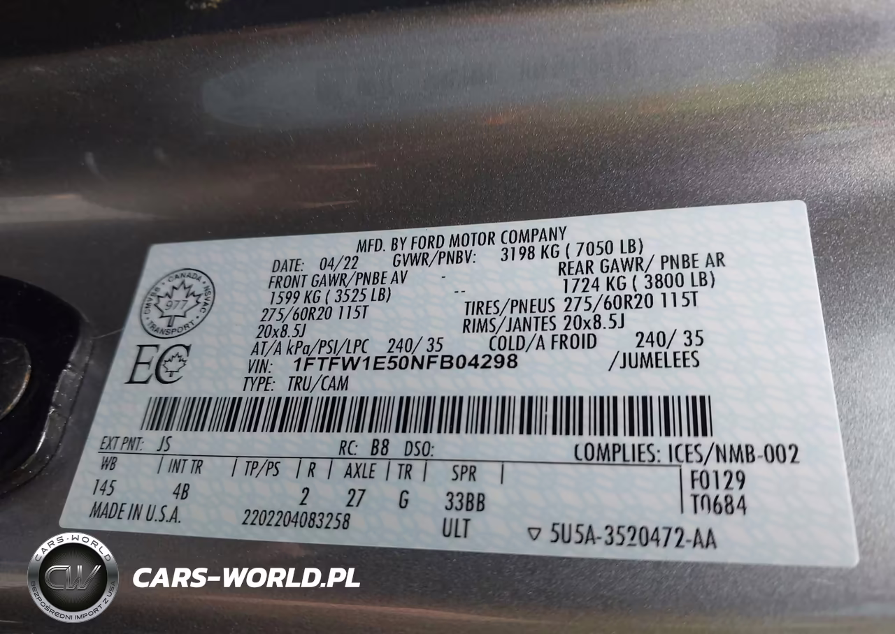 2022 Ford F-150 Xlt VIN:1FTFW1E50NFB04298 - 9