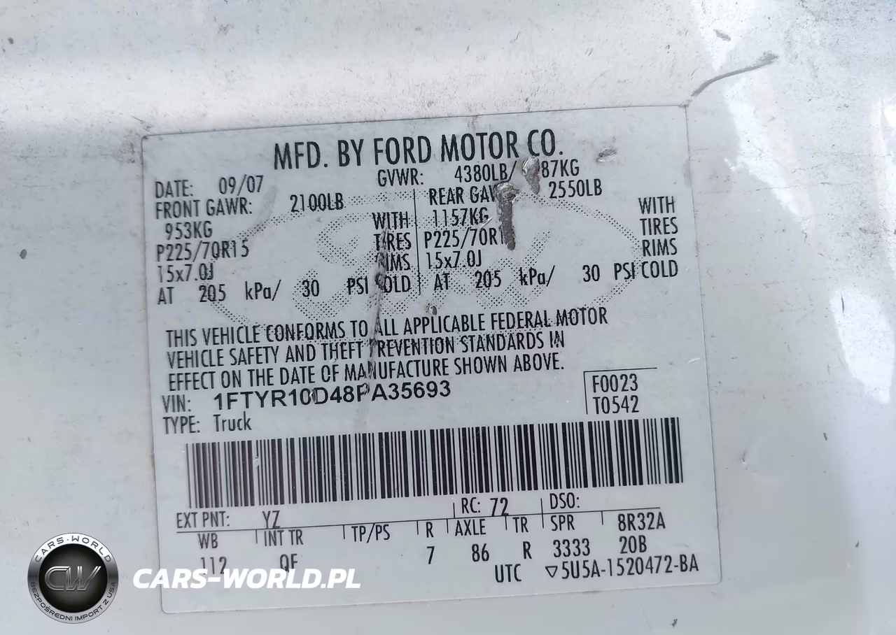 2008 Ford Ranger Xl-Xlt VIN:1FTYR10D48PA35693 - 9