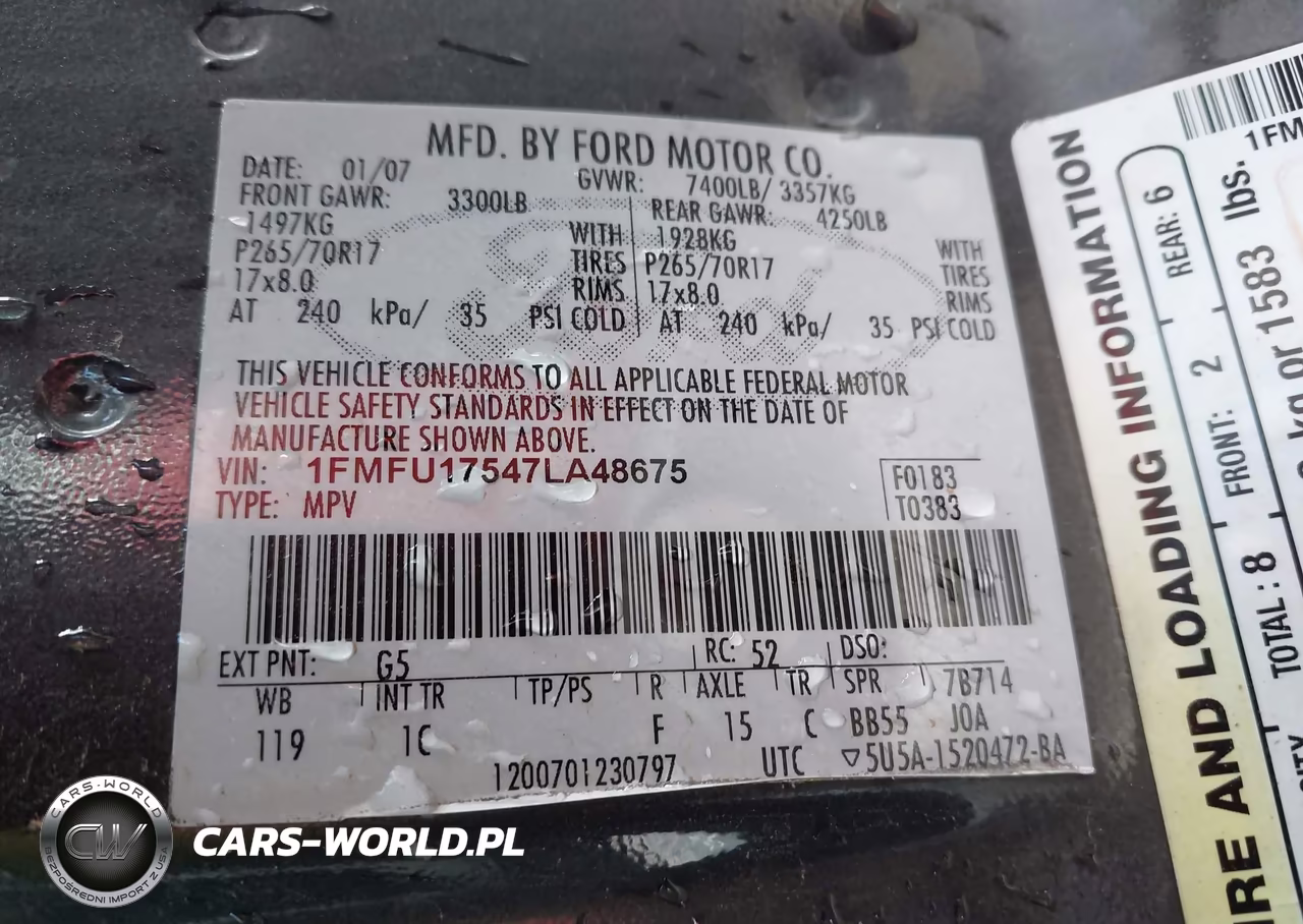 2007 Ford Expedition Eddie Bauer VIN:1FMFU17547LA48675 - 9