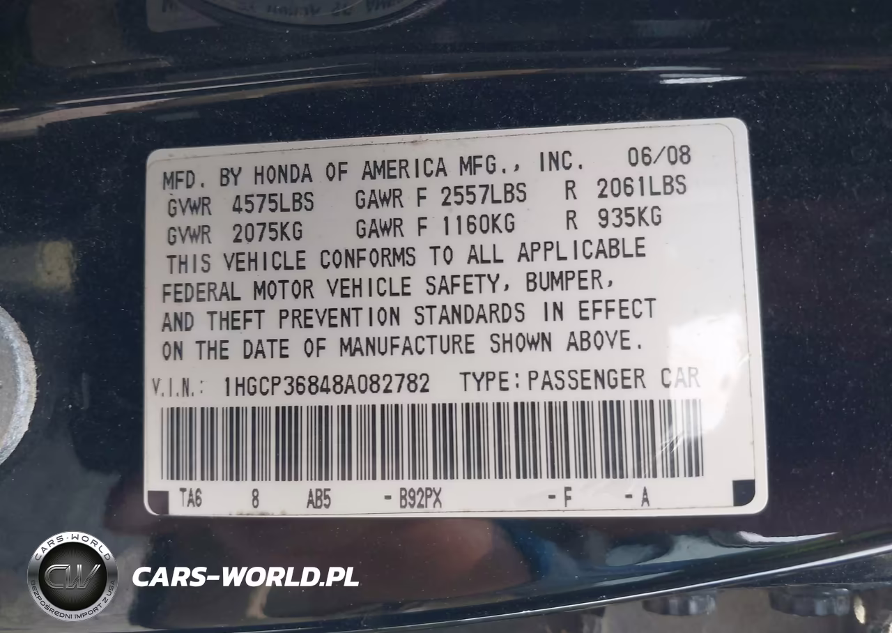 2008 Honda Accord 3.5 Ex-L VIN:1HGCP36848A082782 - 9