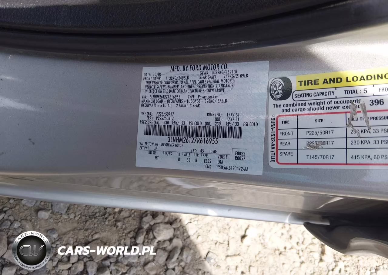 2007 Lincoln Mkz VIN:3LNHM26T27R616955 - 9