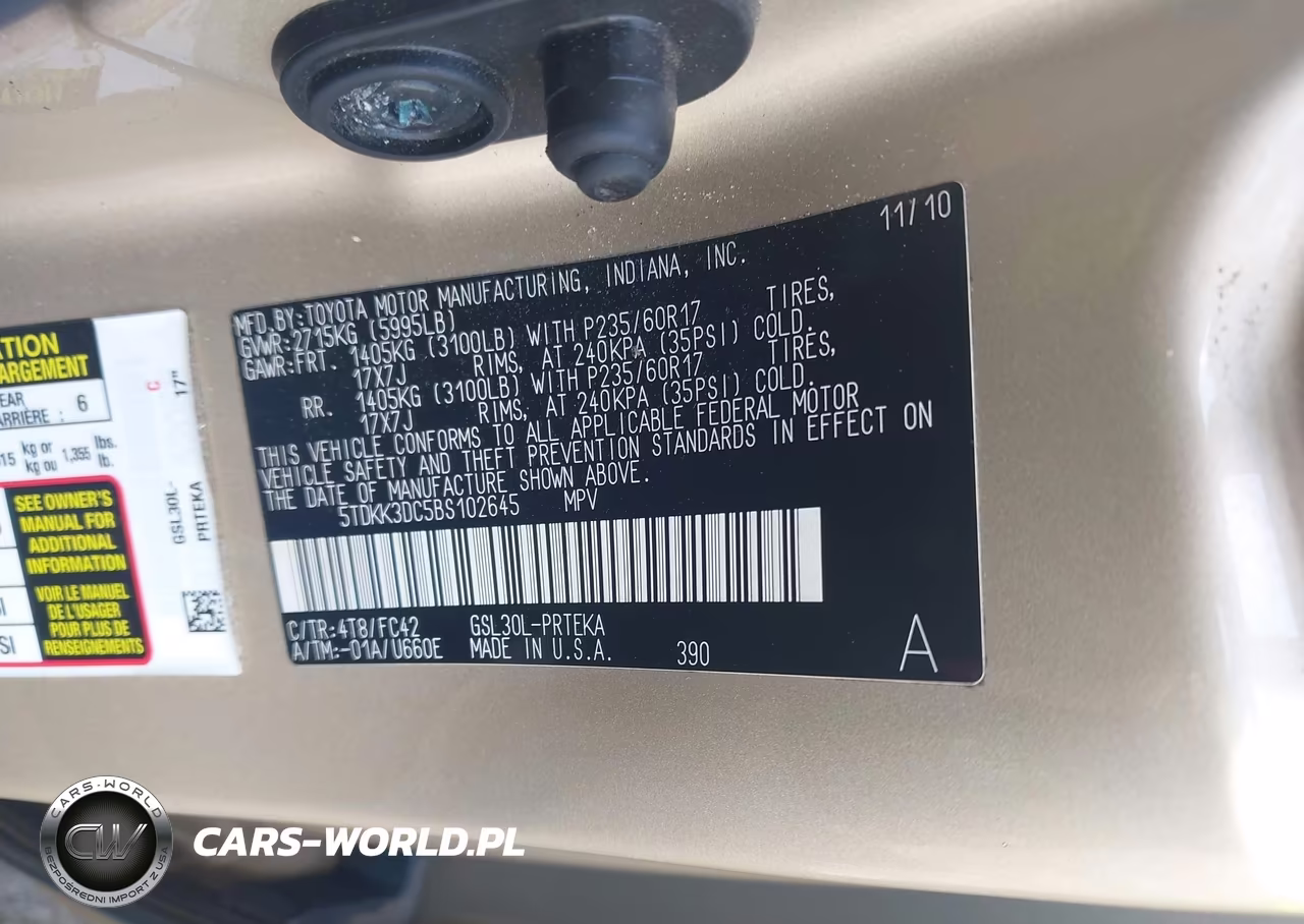 2011 Toyota Sienna Le V6 VIN:5TDKK3DC5BS102645 - 9
