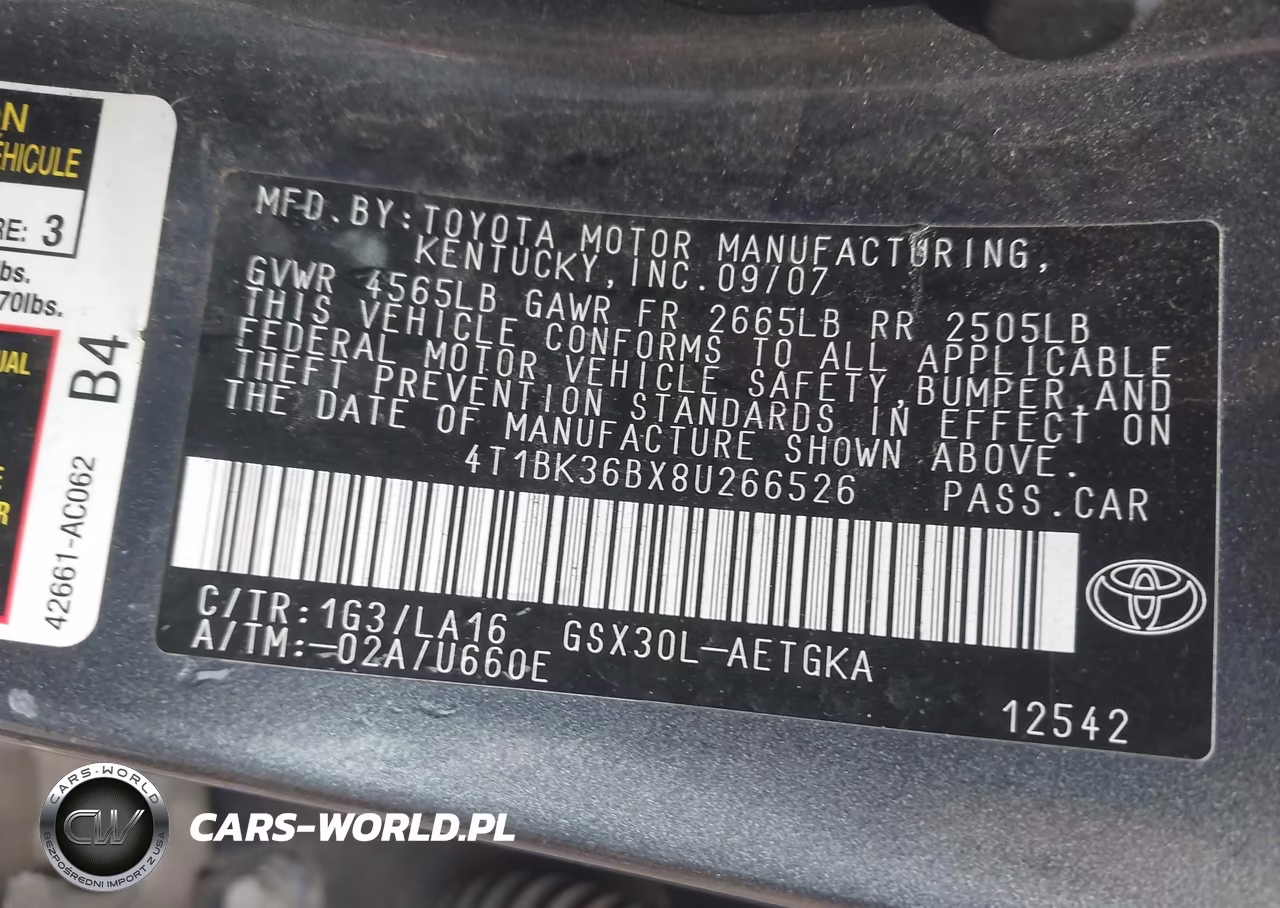 2008 Toyota Avalon Xls VIN:4T1BK36BX8U266526 - 9