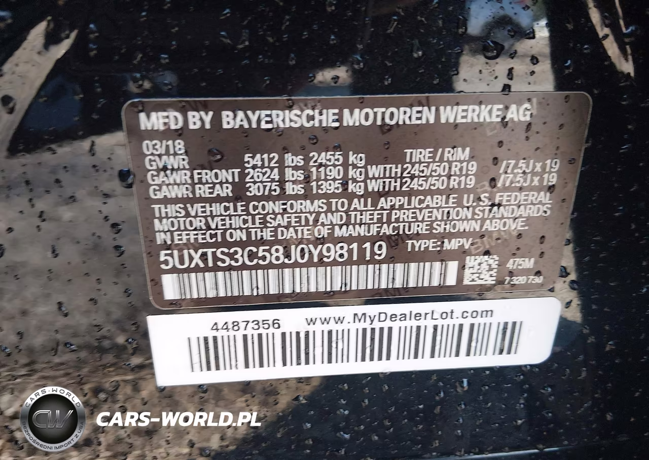 2018 BMW X3 M40I VIN:5UXTS3C58J0Y98119 - 9