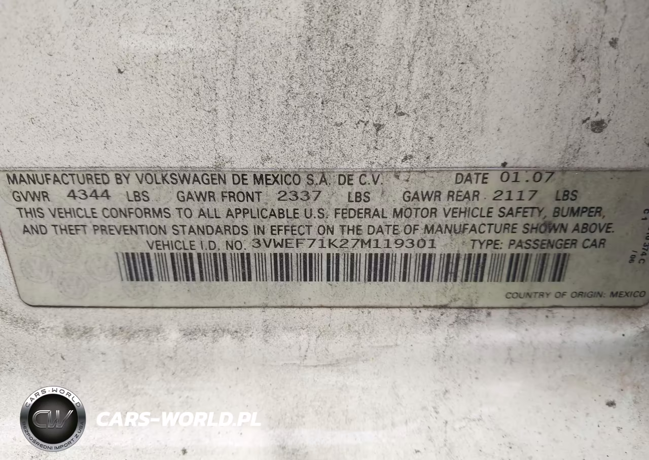 2007 Volkswagen Jetta Wolfsburg Edition VIN:3VWEF71K27M119301 - 9