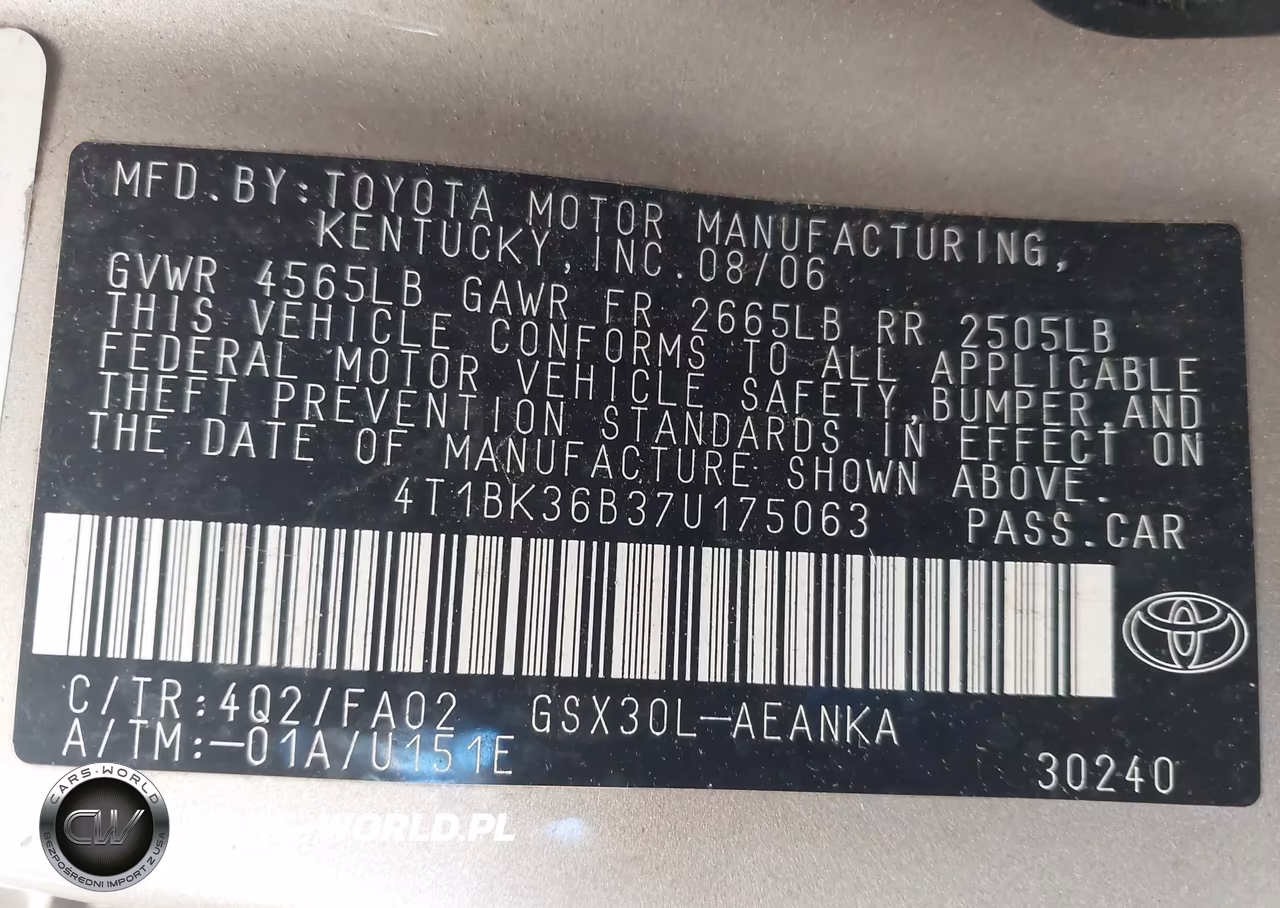 2007 Toyota Avalon Xl VIN:4T1BK36B37U175063 - 9