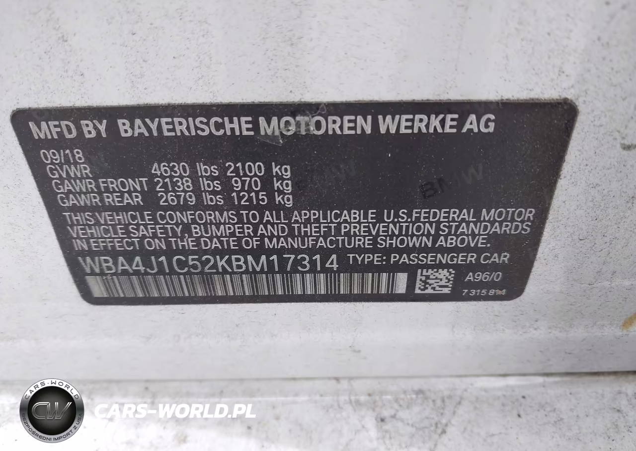2019 BMW 430I Gran Coupe VIN:WBA4J1C52KBM17314 - 9