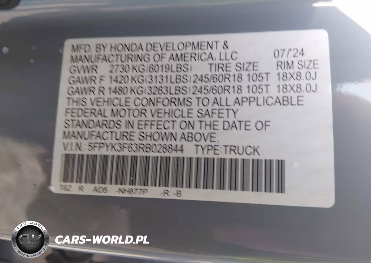 2024 Honda Ridgeline Trailsport VIN:5FPYK3F63RB028844 - 9