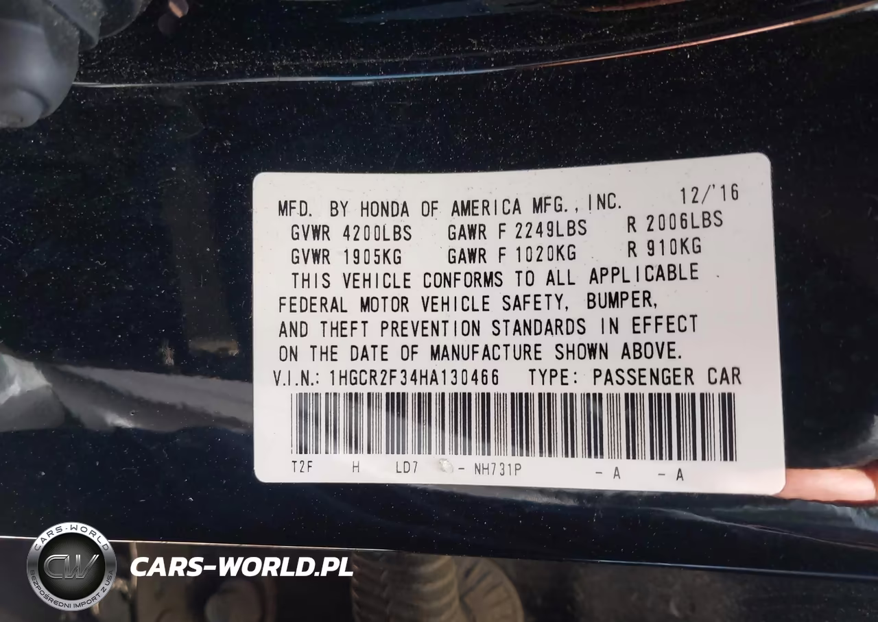 2017 Honda Accord Lx VIN:1HGCR2F34HA130466 - 9